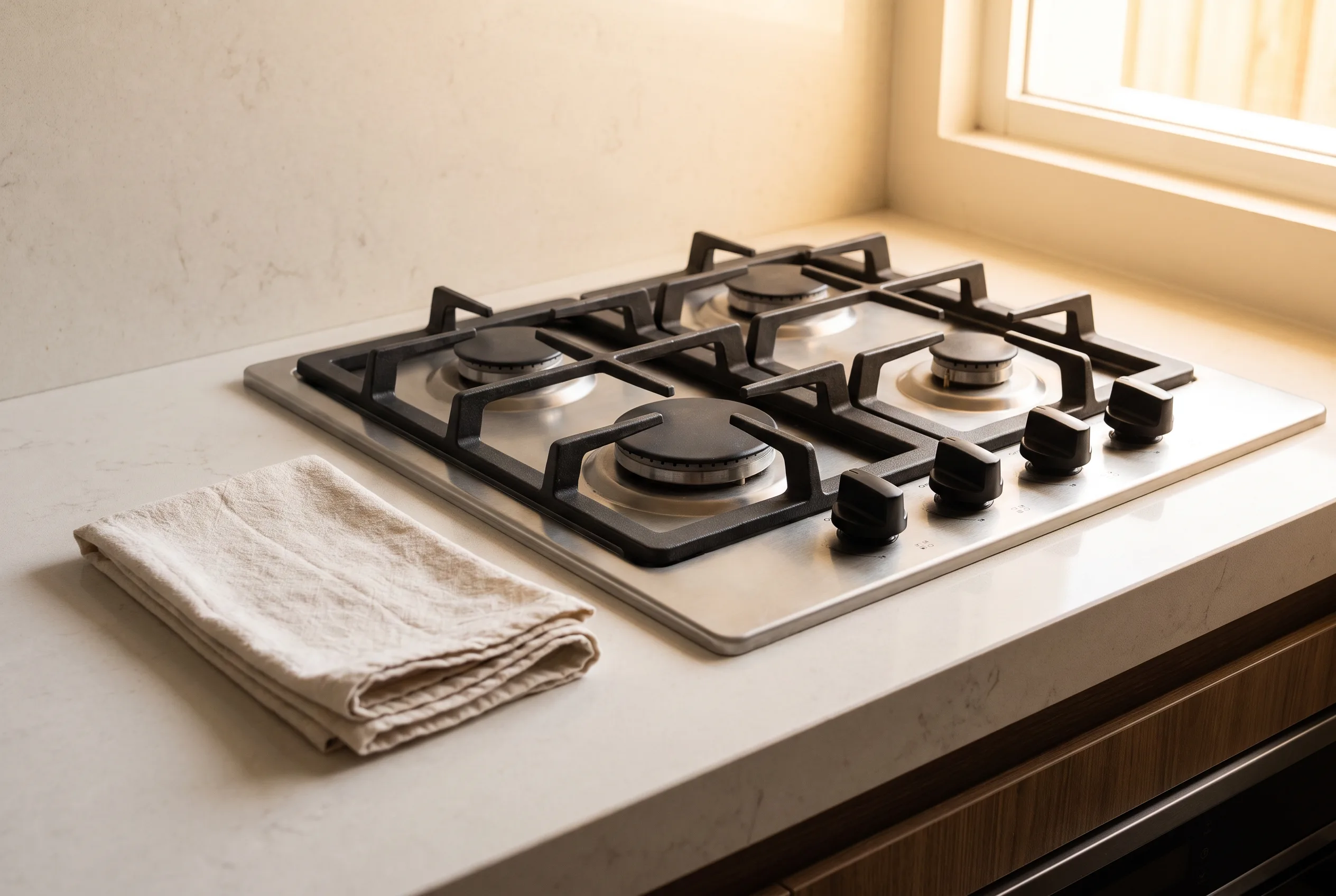 Cool switched-off gas cooktop