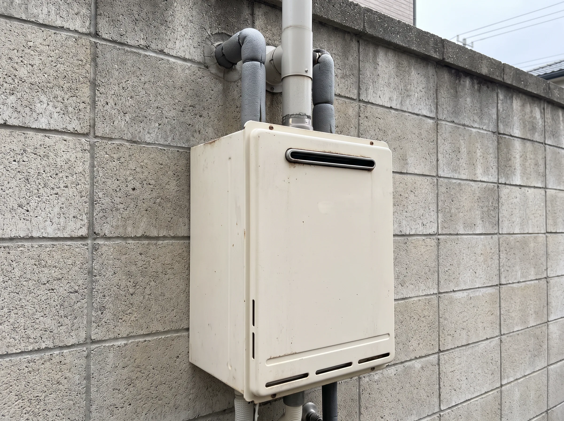 Wall-mounted gas water heater exterior